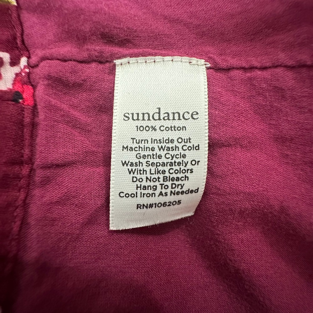 Sundance Womens XL Burgundy Floral Cotton Button Front Midi Skirt with Pockets - Picture 9 of 9
